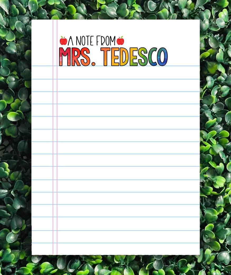 Personalized Teacher Notepad, Custom Teacher Writing Pad, Teacher Appreciation Gift, Gift For Teacher, Back To School End of Year Stationery