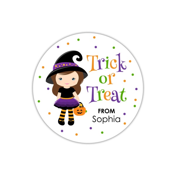 Personalized Halloween Labels, Trick or Treat Stickers, Halloween Treat Labels, Halloween Thank You Stickers, Treat Bag Party Favors, Witch