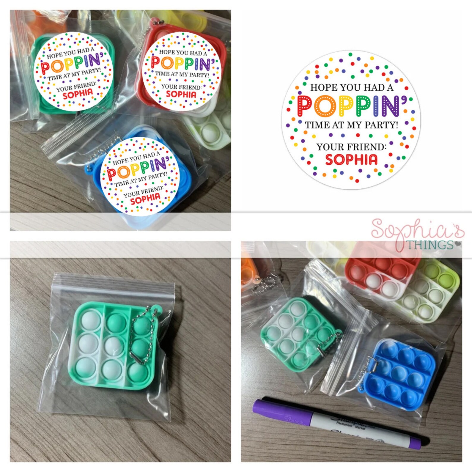 Birthday Party Pop Its Individually Packaged Pop It Party Etsy