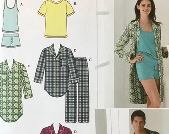 UNCUT Unisex Pajamas Pattern Simplicity 2317 Pajama Pants Pajama Shirt, Shorts, Long Sleeve, Short Sleeve, Matching