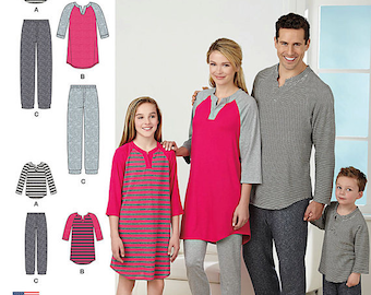 UNCUT Unisex Pajamas Pattern Simplicity 1285 or 0473 Pajama Pants Pajama Shirt, Long Sleeve, Short Sleeve, Matching