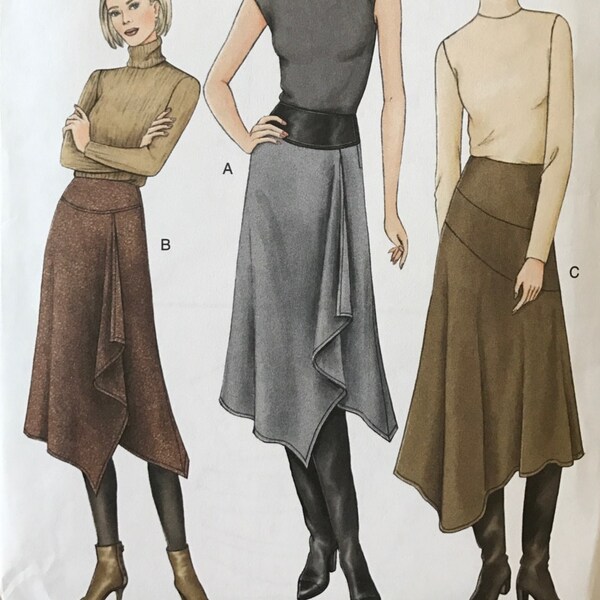 UNCUT Misses' Skirt Sewing Pattern Vogue 7607 Size 18-20-22 Modest Skirt, Stretch, Midi Skirt, Maxi Skirt, Mini, Handkerchief Hem