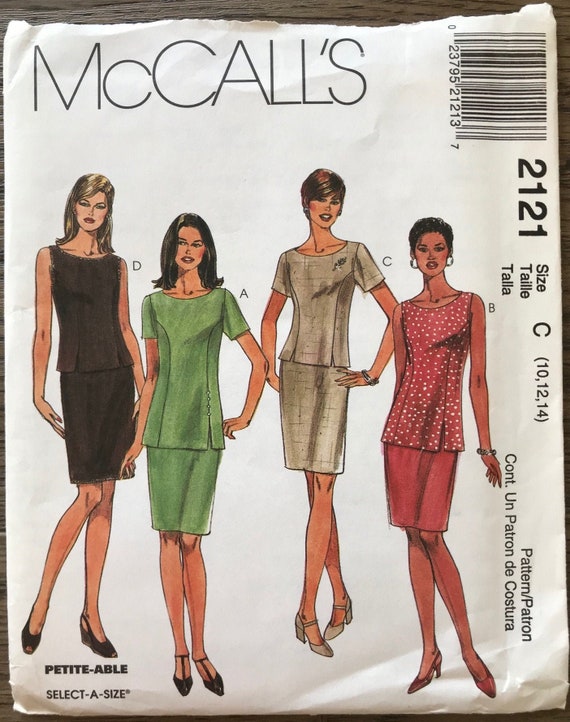 McCall/'s 2121 Misses/' Tops in Two Lengths and Skirt Sewing Pattern
