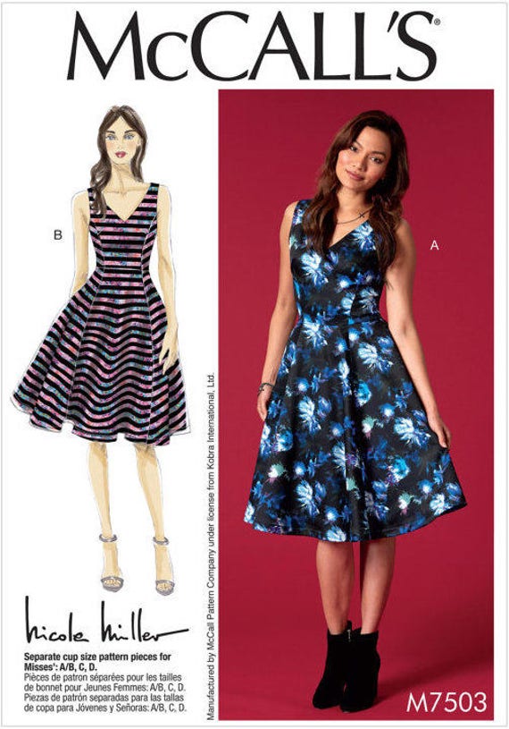 McCalls 7504 Misses Nicole Miller Dresses Sewing Pattern Sz 6-14