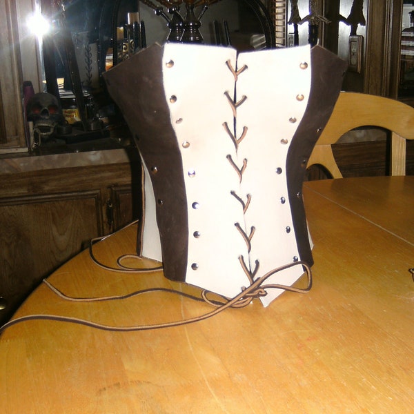 Cuir Corset - cuir blanc et marron - Style Bustier