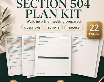 Section 504 Plan Kit for Parents | ADHD, Anxiety, Health Accommodations (Printable PDF)