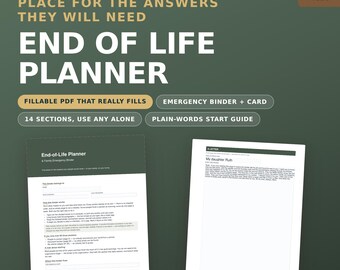 Planificador para el final de la vida, carpeta de emergencias, organizador de últimas voluntades (PDF rellenable)