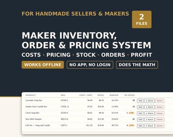 Handmade Seller Inventory, Pricing, Order System (Digital Download)
