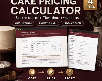 Preiskalkulator für Hausbäckerei-Kuchen, Kosten-Gewinn-Rechner, Umrechnung von Tassen in Pfund