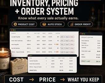 Handmade Seller Inventory, Pricing, Order System (Digital Download)