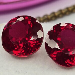 Natural Mozambique Ruby Pair 14–15 Ct Round Cut Matching Loose Gemstones, Genuine Red Ruby Stones for Earrings, Rings & Jewelry Making