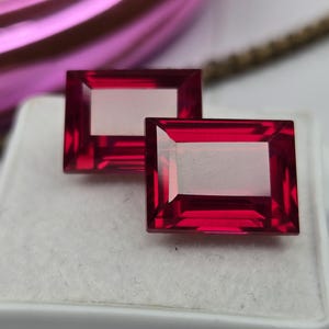 Natural Mozambique Ruby 15–16 Ct Baguette Cut Matching Pair Loose Gemstones, Red Ruby for Rings, Pendants & Jewelry Making