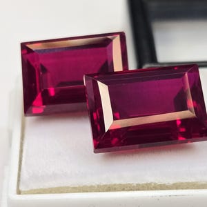 Certified Natural Red Ruby Pair, Baguette Cut, 19+Carat Mozambique Gemstones