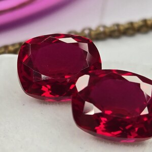 Natural Mozambique Ruby Pair 14–15 Ct Cushion Cut Matching Loose Gemstones, Genuine Red Ruby Stones for Earrings, Rings & Jewelry Making