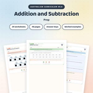 Prep Addition and Subtraction Worksheets, 29 Worksheets + Answer Keys, Homeschool Maths, Australian Curriculum