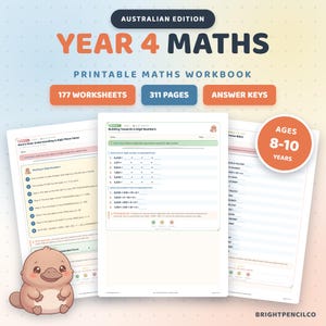 Year 4 Maths Worksheets Australian Edition | 177 Worksheets | Year 4 | Printable PDF | Answer Keys | Homeschool
