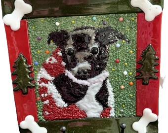 Custom Fused Glass Pet Portrait, Personalized Dog or Cat Art (From Photo)