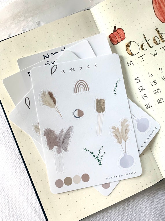 Pampas Grass Sticker Sheet Journaling Stickers 100 Etsy