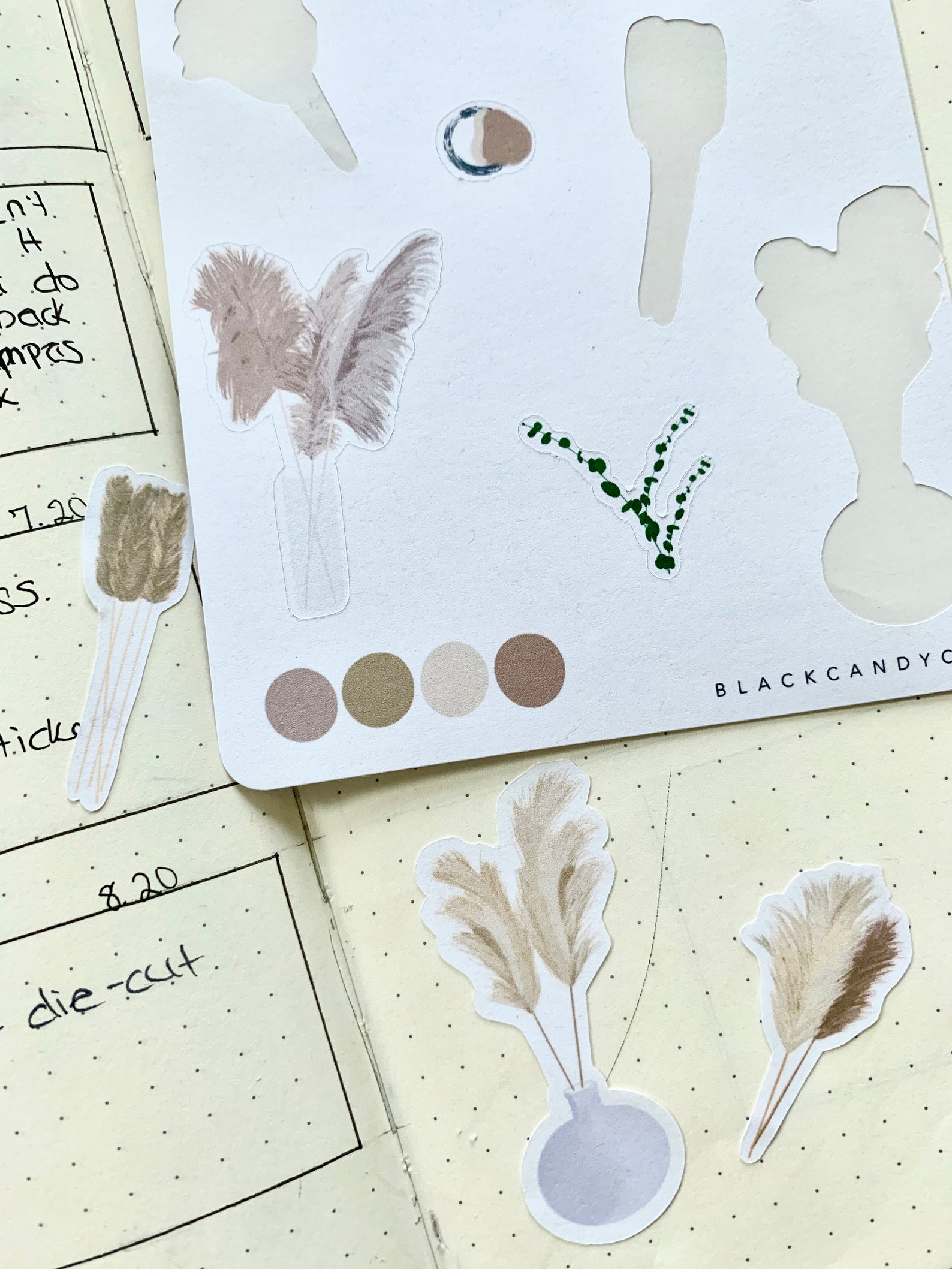 Pampas Grass Sticker Sheet Journaling Stickers 100 Etsy