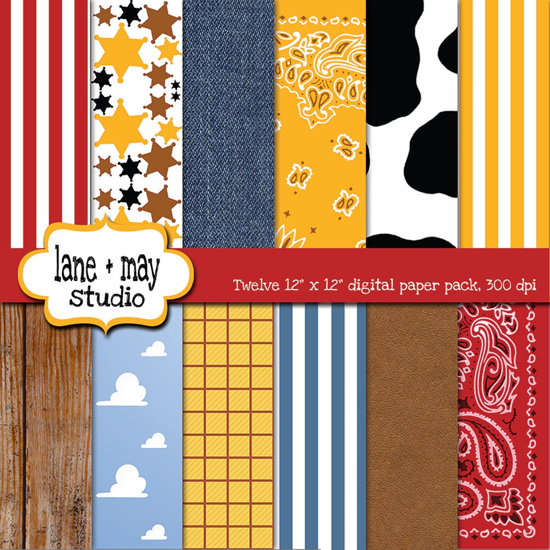 Digital Scrapbook Papers - Western Cowboy Themed - INSTANT DOWNLOAD - Etsy
