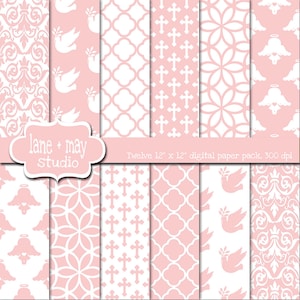 Digital Scrapbook Papiere - baby-Rosa Taufe - INSTANT DOWNLOAD