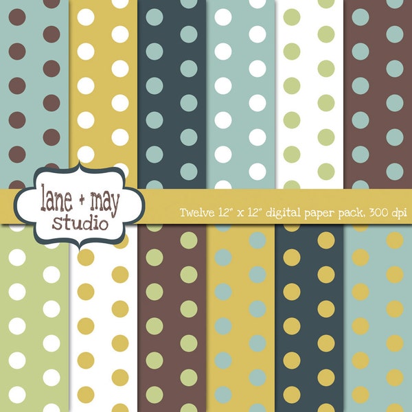 digital scrapbook papers - polka dot neutral earthtone - INSTANT DOWLOAD