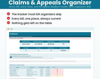 Medical Bills & Insurance Claims Tracker Spreadsheet – Denial Appeal Log, Deadline Countdown (Excel + Google Sheets)