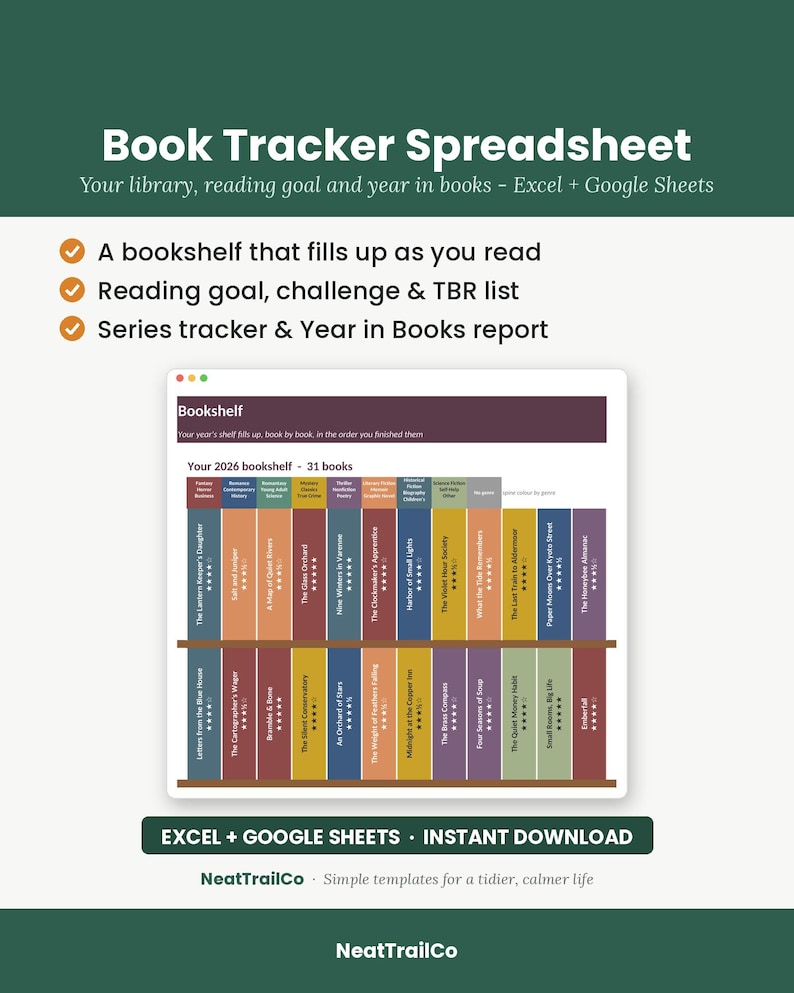 Book Rotation Tracker 2027 Book Tracker Spreadsheet, Reading Journal, Challenge, TBR List ...