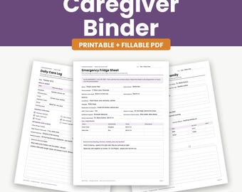 Pflegeordner zum Ausdrucken, ausfüllbarer PDF-Pflegeplaner, Medikamentenprotokoll, Notfallblatt