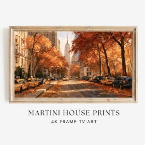 New York City Fall Frame TV Art, Autumn in Manhattan Painting (4K Digital Download)
