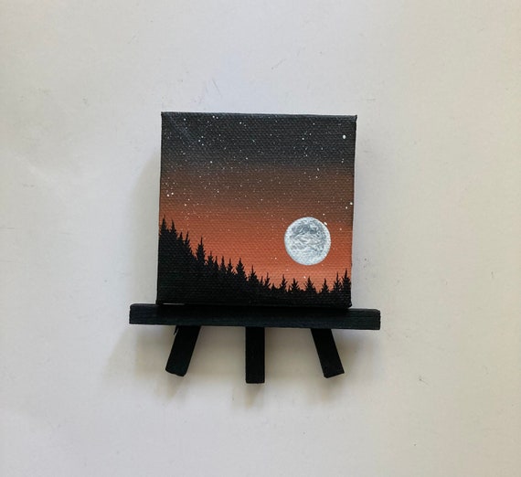 Fall Moon II | Original Acrylic Painting | 3x3 Inches | By Janelle Anakotta