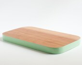 Small Birch Cutting Board with Mint Green Accent