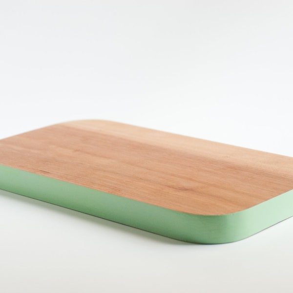 Small Birch Cutting Board with Mint Green Accent
