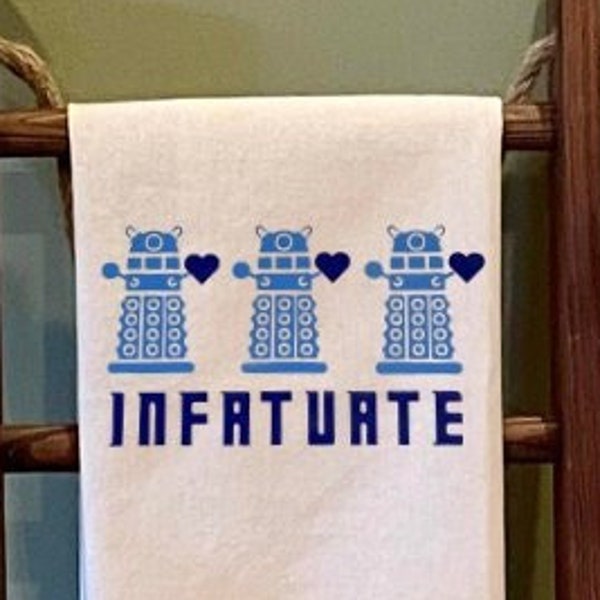 DR WHO Dalek funny kitchen towel, birthday gift for boyfriend, housewarming gift for dr who fan, nerdy gift for husband, gift for whovian