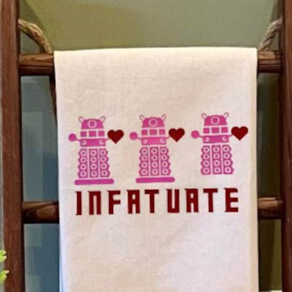 Dalek Dr Who kitchen towel, birthday gift for Dr Who fan, nerdy gift for boyfriend, housewarming gift for whovian, Valentines day for wife