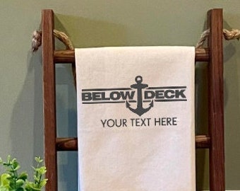 Personalized Below Deck Kitchen Towel, Custom Bravo Gift, Yacht Crew Dish Towel, Chief Stew Kitchen Decor, Funny Kitchen Gift for Bravo Fan