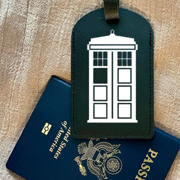 DR WHO TARDIS Luggage Tag, birthday gift for boyfriend, travel gift for whovian, fathers day gift, nerdy gift, Travel Bag Tag for wife