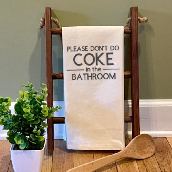 please dont do coke in the bathroom funny bathroom hand towels for powder room, Bravo TV gifts, white elephant gifts for adults, stocking