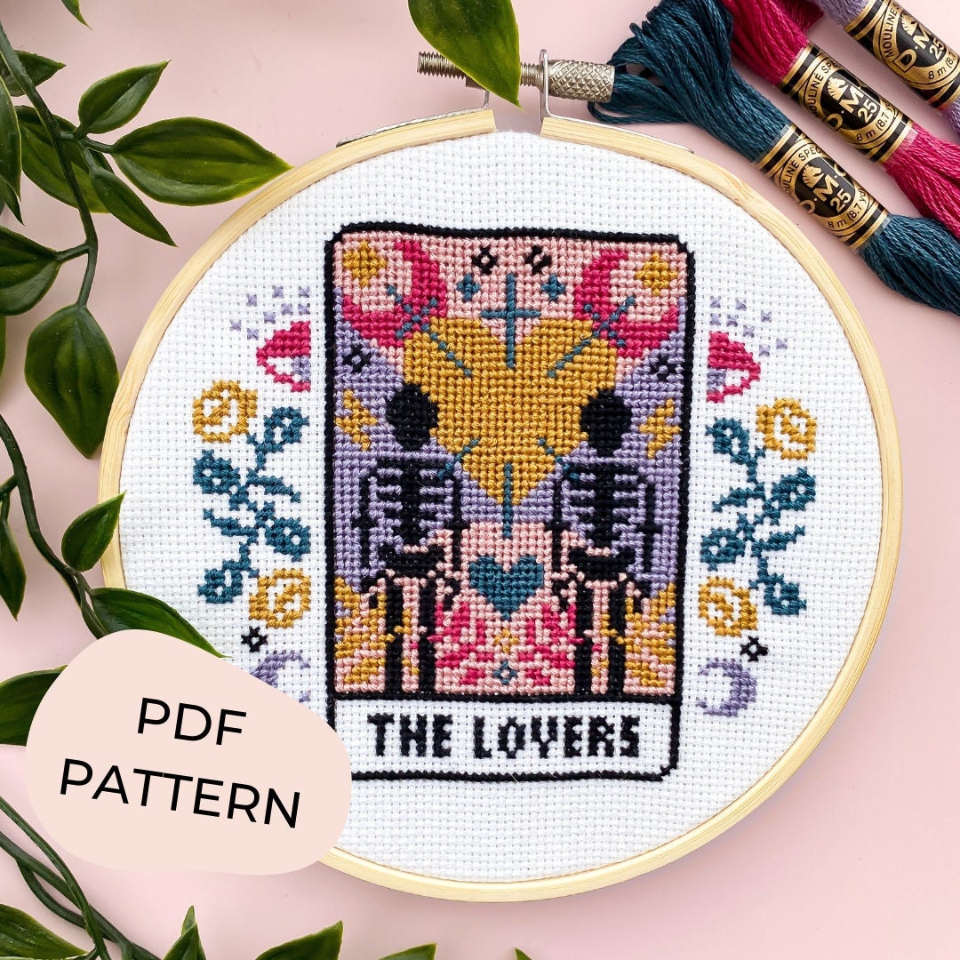 DIGITAL PATTERN the Lovers Tarot Card Modern Cross Stitch Etsy