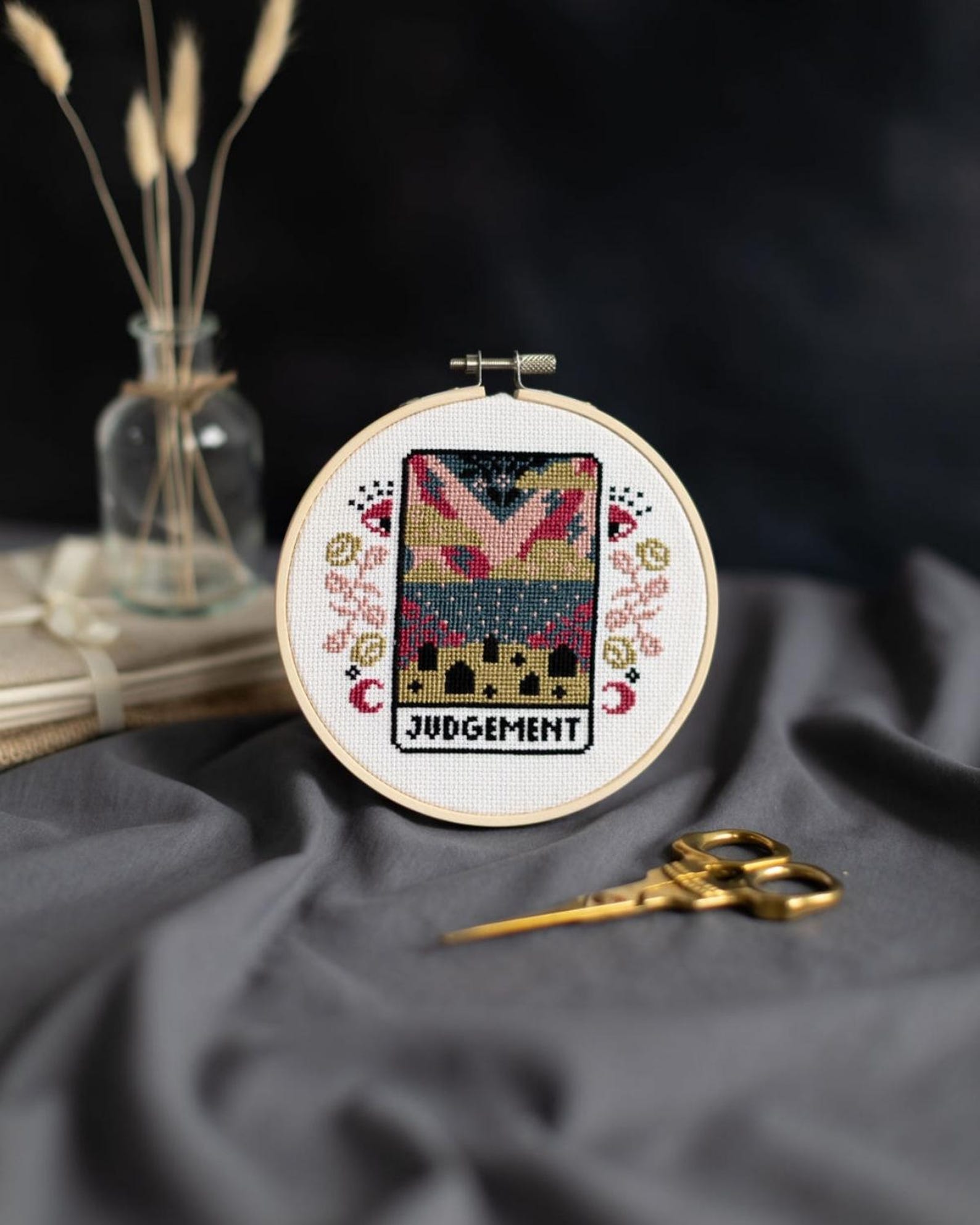 Judgment Card Custom DIGITAL PATTERN Judgement Tarot Card Modern Cross Stitch - Moon Stars ...