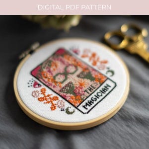 DIGITAAL PATROON 'The Magician' tarotkaart moderne kruissteek - kruissteekpatroon hemels gotiek - kruissteek leren - naaipatroon