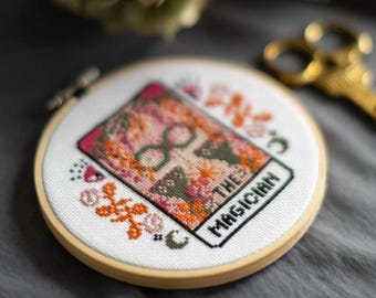 DIGITAL PATTERN 'The Magician' Tarot Card Modern Cross Stitch - Celestial Gothic Cross Stitch Pattern - Learn Cross Stitch - Sewing Pattern