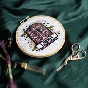 Libra Star Sign Pattern LIBRA PDF PATTERN Libra Zodiac Sign Modern Cross Stitch Horoscope Stars ...