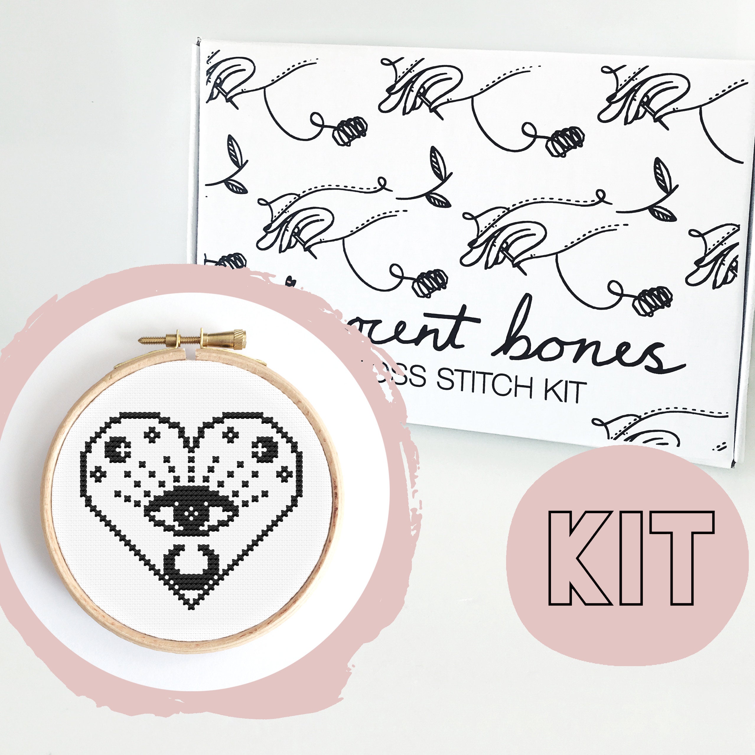 Modern Cross Stitch Kit All Seeing Eye Heart And Moon Cross Stitch Pattern Cross Stitch For Beginners Gothic Cross Stitch Craft Kit