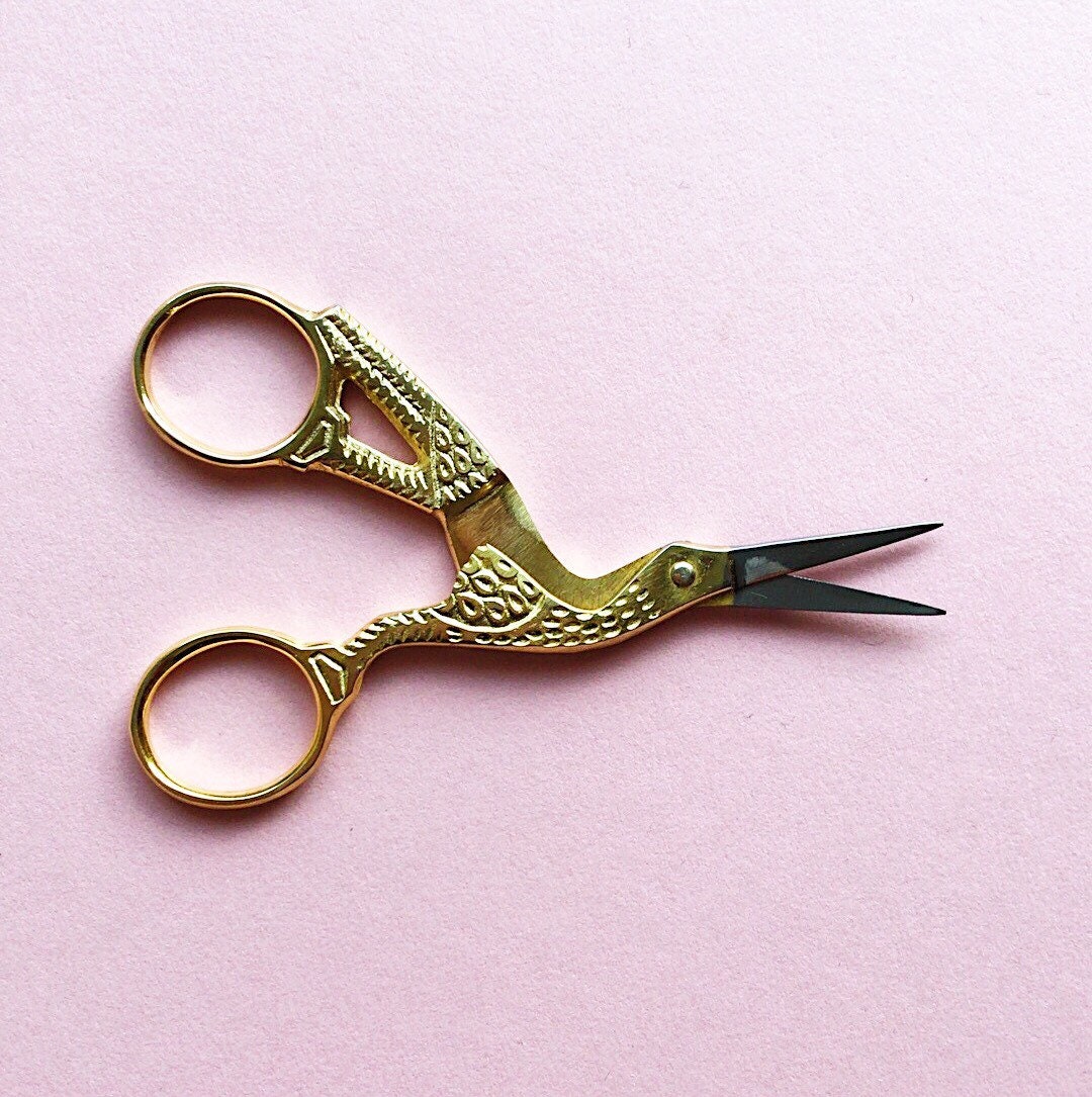 Gold Embroidery Scissors Delicate Bird Antique Style Sewing