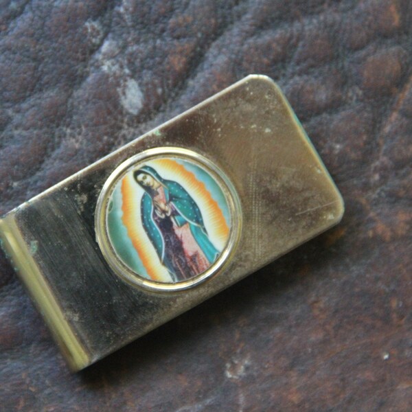 Vintage Guadelupe money clip, Virgin of Guadalupe money clip