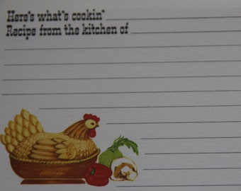Vintage NOS recipe cards, Unused recipe cards, set of 15 kitchen veggies/chicken basket, Vintage 3 by 5 recipe cards,
