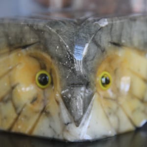 Gorgeous hand carved OWL, wall plaque sculpture, Vintage Genuine Alabaster Carved Owl Cube Paper Weight - Made in Italy