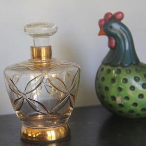 Antique perfume bottle, hand numbered, hand painted gold perfume bottle, vintage hand painted perfume bottle, gold vanity accessories