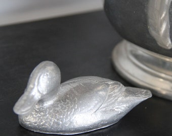 Vintage metal paperweight, vintage duck paperweight, 4.5" aluminum duck paperweight,mallard duck paperweight, vintage duck gift,vintage duck